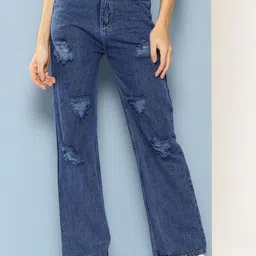 BAESD Girls Comfort Relaxed Fit Highly Distressed Heavy Fade Stretchable Jeans-image-0