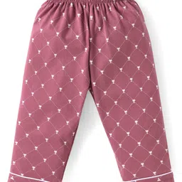 Teddy Sinker Knit Half Sleeves Night Suit with Trophy Print - Rose Gold image 4