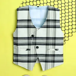 Ministitch Boys Checked V Neck Sleeveless Formal Waistcoat-picture-26