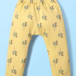 kookie kids india Kookie Kids Interlock Knit Full Length Striped & Tree Printed DIaper Leggings Pack of 3 - White Light Blue & Yellow image 5