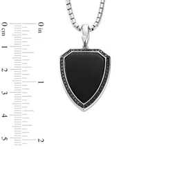 P. R. PRINTS Men 925 Sterling Silver-Plated Stone Studded Heart Shaped Pendant With Chain image 2