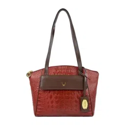 Hidesign Brick Red Textured Medium Shoulder Handbag-image-51