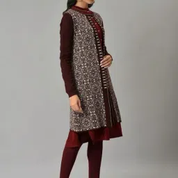 W Red Printed Long Cardigan image 4