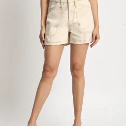 Bene Kleed Beige Cotton Regular Fit Denim Shorts-picture-38
