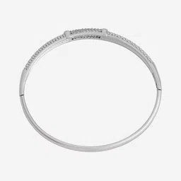 Kushal's Fashion Jewellery Women Rhodium-Plated Zircon Studded Bangle-Style Bracelet image 4