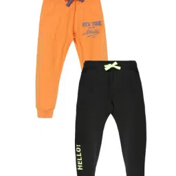 Plum Tree Kids Black & Orange Printed Joggers (Pack Of 2)-image-67