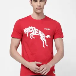 Wrangler Men Red Graphic Regular Fit T Shirt-picture-12