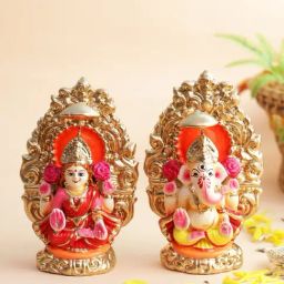 Aapno Rajasthan Solid Multicolor Terracotta Laxmi & Ganesh Idol - Set of 2-picture-44