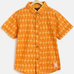 Tales & Stories Kids Orange Cotton Printed Shirt-picture-37