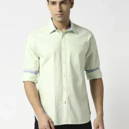 Dragon Hill Green Cotton Slim Fit Shirt-image-52