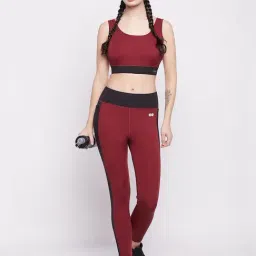Clovia Maroon Polyester Slim Fit Sports Bra With Tights-picture-13