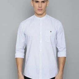 Louis Philippe Jeans Blue Cotton Slim Fit Striped Shirt-picture-33