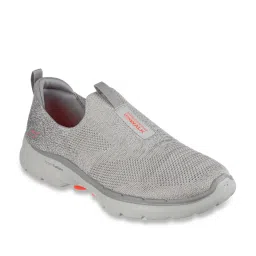 Skechers Women's GO WALK 6 - GLIMMERING Grey Coral Walking Shoes image 2