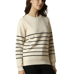 Allen Solly Beige Regular fit Stripes Sweatshirts image 3