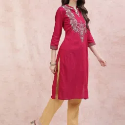 Rangriti Magenta Printed Straight Kurta image 4