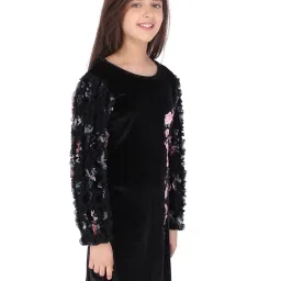 Cutecumber Kids Black Floral Print Dress image 3