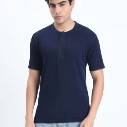 SHOWOFFFF Navy Cotton Regular Fit T-Shirt-image-8