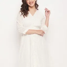 MADAME White Self Design Fit & Flare Dress-image-52