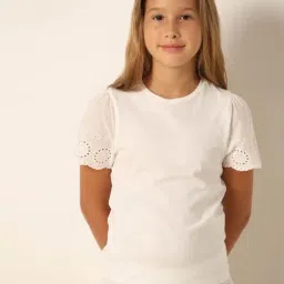 VERO MODA GIRL Snow White Cotton Regular Fit Top-picture-49