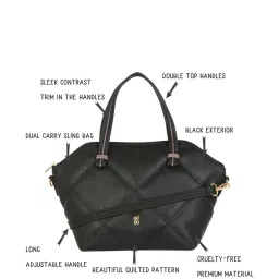 Baggit Black Quilted Medium Handbag image 5