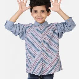 Fabindia Kids Blue Printed Shirt image 1