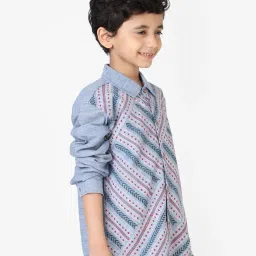 Fabindia Kids Blue Printed Shirt image 3