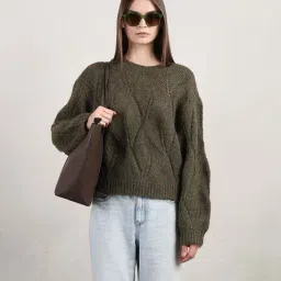 Vero Moda Green Regular Fit Textured Sweater image 4