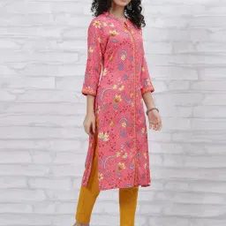 Rangriti Pink Printed Straight Kurta image 4