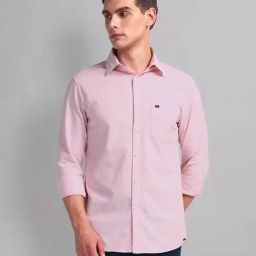AD by Arvind Pink Slim Fit Striped Shirt-picture-39