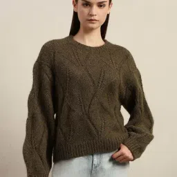 Vero Moda Green Regular Fit Textured Sweater-picture-45