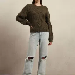 Vero Moda Green Regular Fit Textured Sweater image 5
