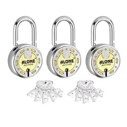 ALONE LOCKS Round 65 mm Alloy Steel Antique 10 Same Keys Double Locking Padlock (Pack of 3) image 1