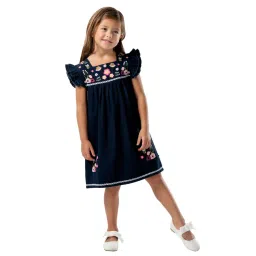 Cherry Crumble By Nitt Hyman Kids Navy Embroidered Dress image 1