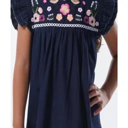 Cherry Crumble By Nitt Hyman Kids Navy Embroidered Dress image 4