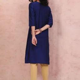 Rangriti Blue Printed Straight Kurta image 2