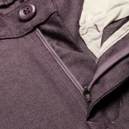 Sojanya Purple Cotton Regular Slim Fit Self Pattern Flat Front Trousers image 4