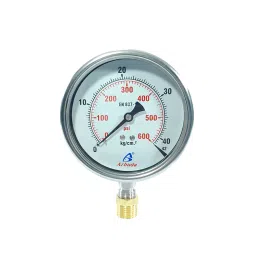 Arbuda 4 Inch Stainless Steel Analog Pressure Gauge Bottom Connection With Glycerin (Range 0 - 1 Kg/cm²)-image-63
