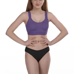 samvar Women Purple,Blue,Grey Cotton Bra Panty Set for Lingerie Set Undergarments Pack of 3 image 3