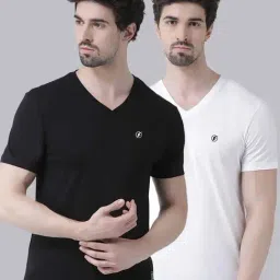 Friskers Black & White Cotton Slim Fit T-Shirt-image-89
