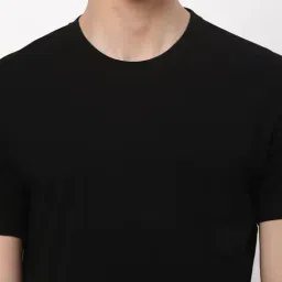 R&B Black Cotton Regular Fit T-Shirt image 4