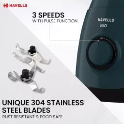 Havells ESO 750 W Mixer Grinder with 4 Jar Teal, GHFMGELK075 image 5