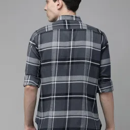 The Bear House Grey Cotton Slim Fit Checks Shirt image 2