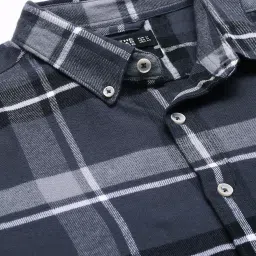 The Bear House Grey Cotton Slim Fit Checks Shirt image 4