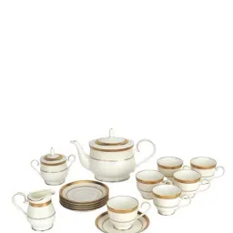 Noritake White & Gold Porcelain 17 Pcs Odessa Tea Set-picture-42