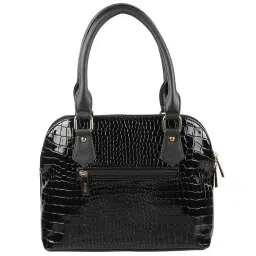 Metro Black Textured Medium Handbag image 3