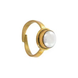 RAVIOUR LIFESTYLE Unisex Pearl (Moti) 7.00 Ratti White Pearl Ashtadhatu Rashi Ratna Silver-Plated Finger Ring-image-7