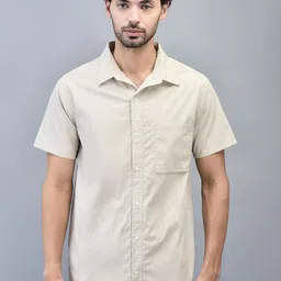 Woodland Men Spread Collar Solid Casual Shirt image 1