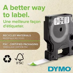 DYMO 12mm x 7m Black Print on Red Tape Self-Adhesive Labels for Label Printer, S0720570 image 2