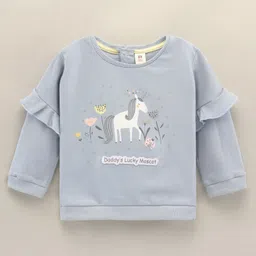 ToffyHouse Full Sleeves Frill Detailing Top Unicorn Print - Light Green-picture-16