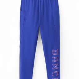 Pine Kids Cotton Knit Ankle Length Stretch Leggings with Text Print - Blue-picture-20
